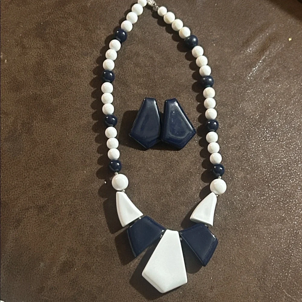 1970’s Blue & White 2 Necklace’s & 2 Earring Sets